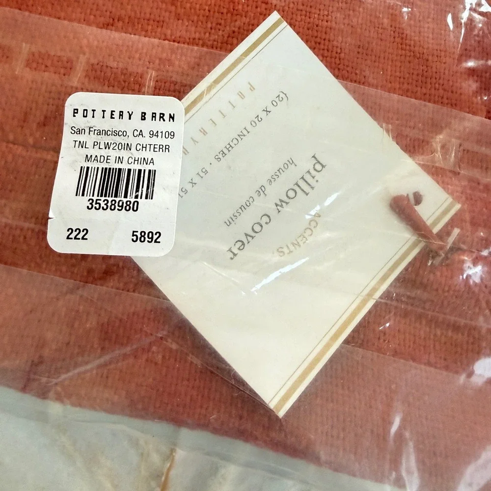 Pottery Barn Tonal Pillow Cover 20x20 Terracotta Red Woven Square Accent New‎